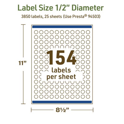 Avery Dissolvable Circle Multipurpose Labels, 0.5" Dia., Off-white, 3850/Pack (94503)