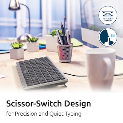 Kensington KB415 EQ Wired Compact Keyboard, Gray (K75411NA)