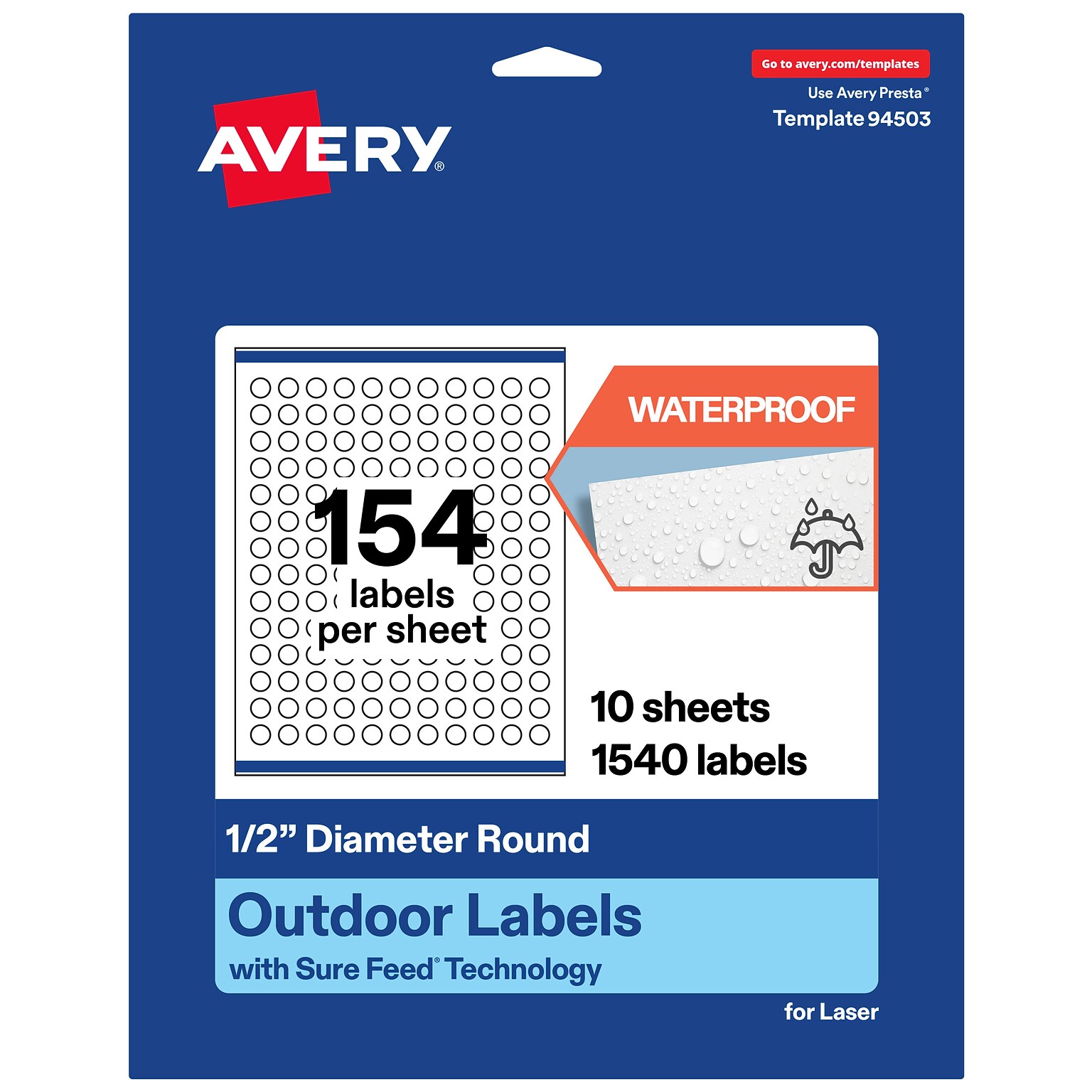 Avery Round Laser Multipurpose Labels, 0.5 Dia., White, 1540/Pack (19479399412)