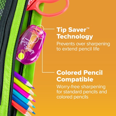 Bostitch Twist-n-Sharp Kids Manual Pencil Sharpeners, Pink/Blue/Orange, 3/Box (PS1-ADJ-3PK)