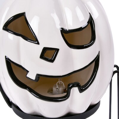 National Tree Company 15" Pre-Lit Ghost Pumpkin in Stand (HH75-HC191512)