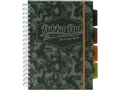 Pukka Pad Camo Knit B5 5-Subject Notebooks, 7 x 10, Ruled, 100 Sheets, Green, 3/Pack (9756-CAM)