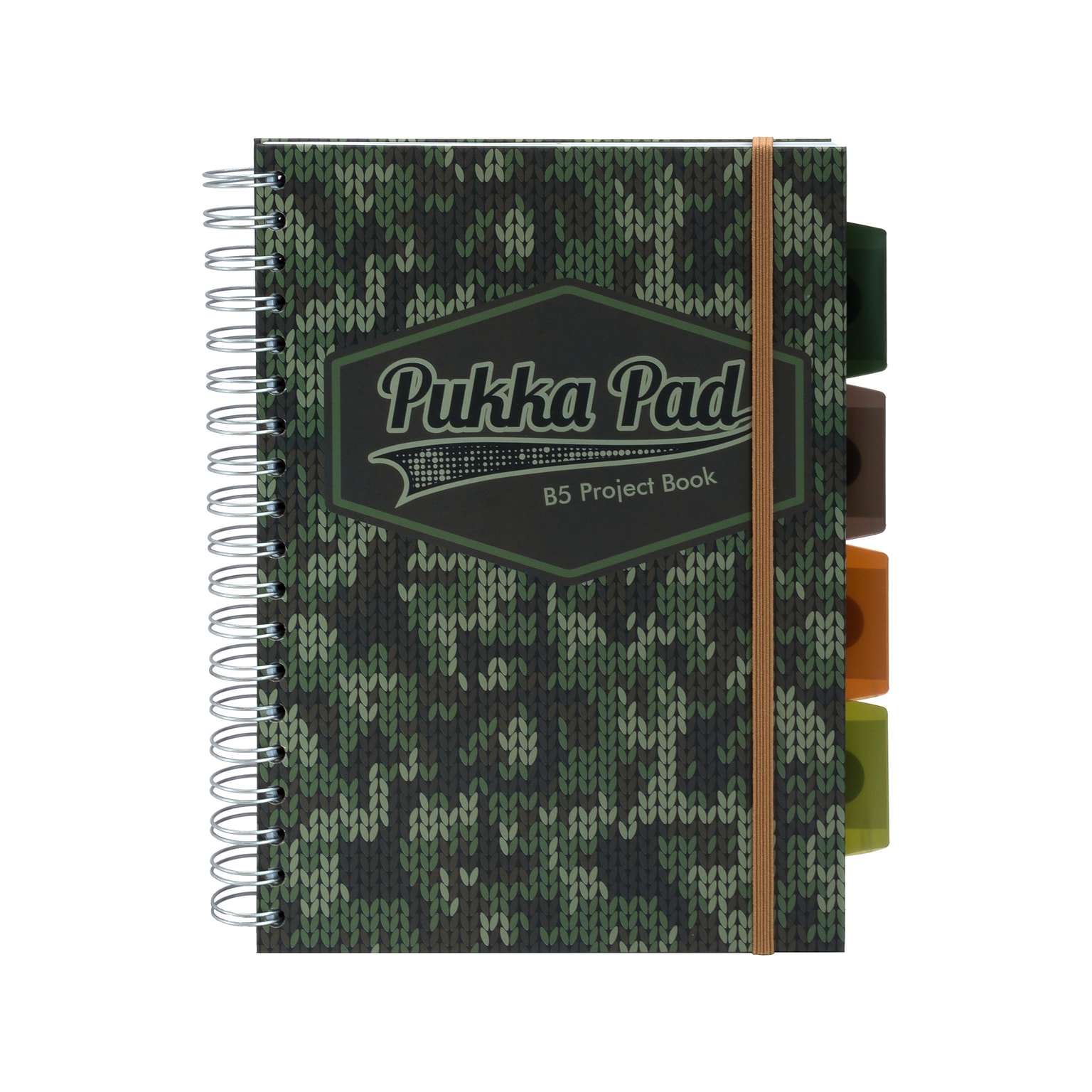 Pukka Pad Camo Knit B5 5-Subject Notebooks, 7 x 10, Ruled, 100 Sheets, Green, 3/Pack (9756-CAM)