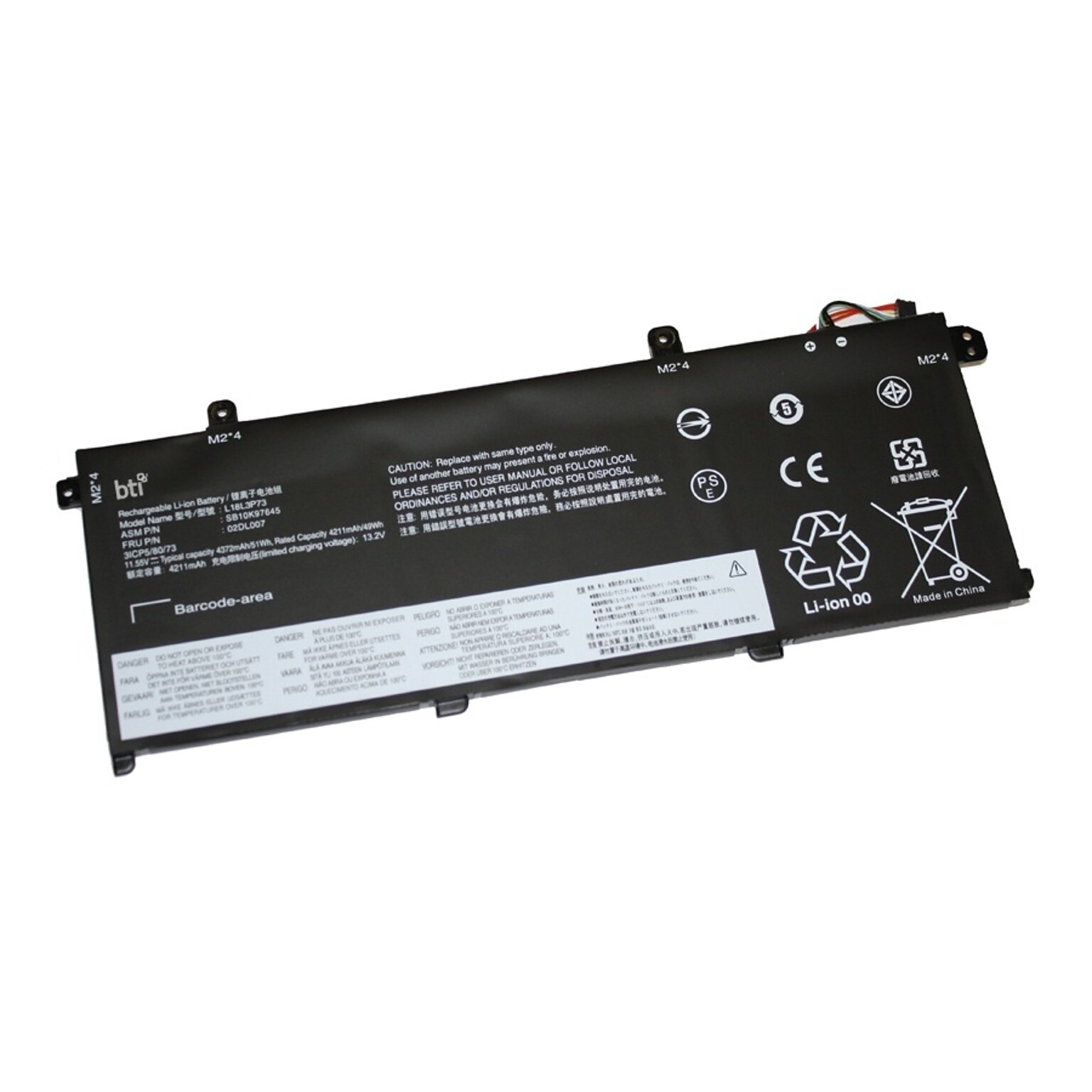 BTI Lithium Ion Laptop Battery for Lenovo ThinkPad Notebooks (L18L3P73 BTI)