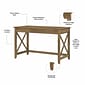 Bush Furniture Key West 48" Writing Desk with File Cabinet and 5-Shelf Bookcase, Reclaimed Pine (KWS004RCP)