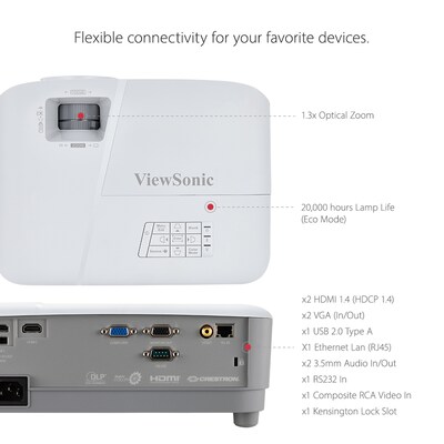 ViewSonic Business PG707W DLP Projector, White
