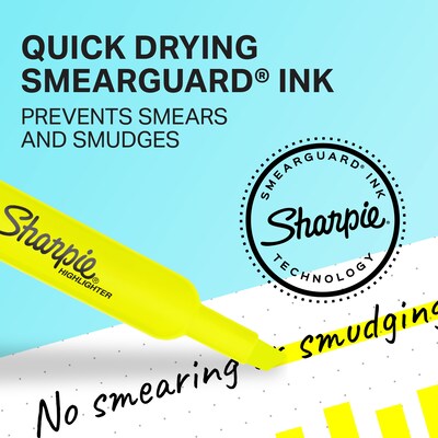 Sharpie Tank Highlighter, Chisel Tip, Fluorescent Yellow, 4/Pack (25164)