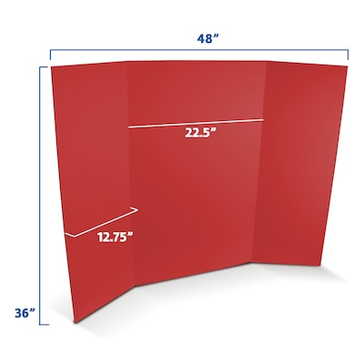 Flipside Tri-Fold Project Boards, 48" x 36", Corrugated Paper, Assorted Colors, 4/Pack (16073)
