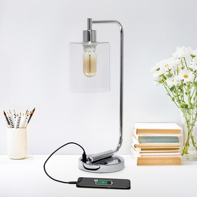 Creekwood Home Vintage Vantage 18.8" Minimalist Industrial Curved Arm Desk Lamp, Chrome (CWD-1017-CH)