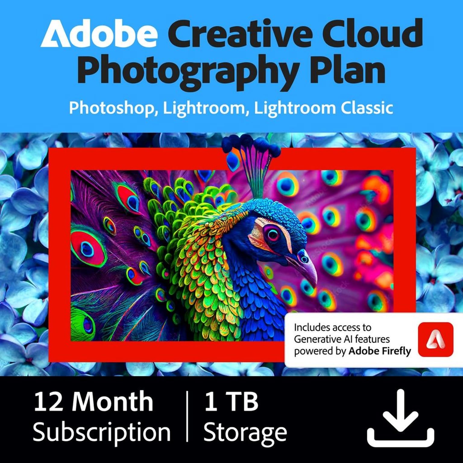 Adobe Creative Cloud Photography Plan for 1 User, Windows/macOS, Download