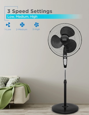 Black & Decker 18" Oscillating Pedestal Fan with Remote, 3-Speed, Black (BDSF18MB)