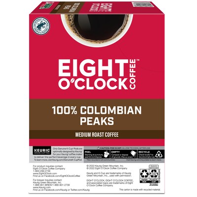 Eight O'Clock Colombian Coffee Keurig® K-Cup® Pods, Medium Roast, 24/Box (6407)