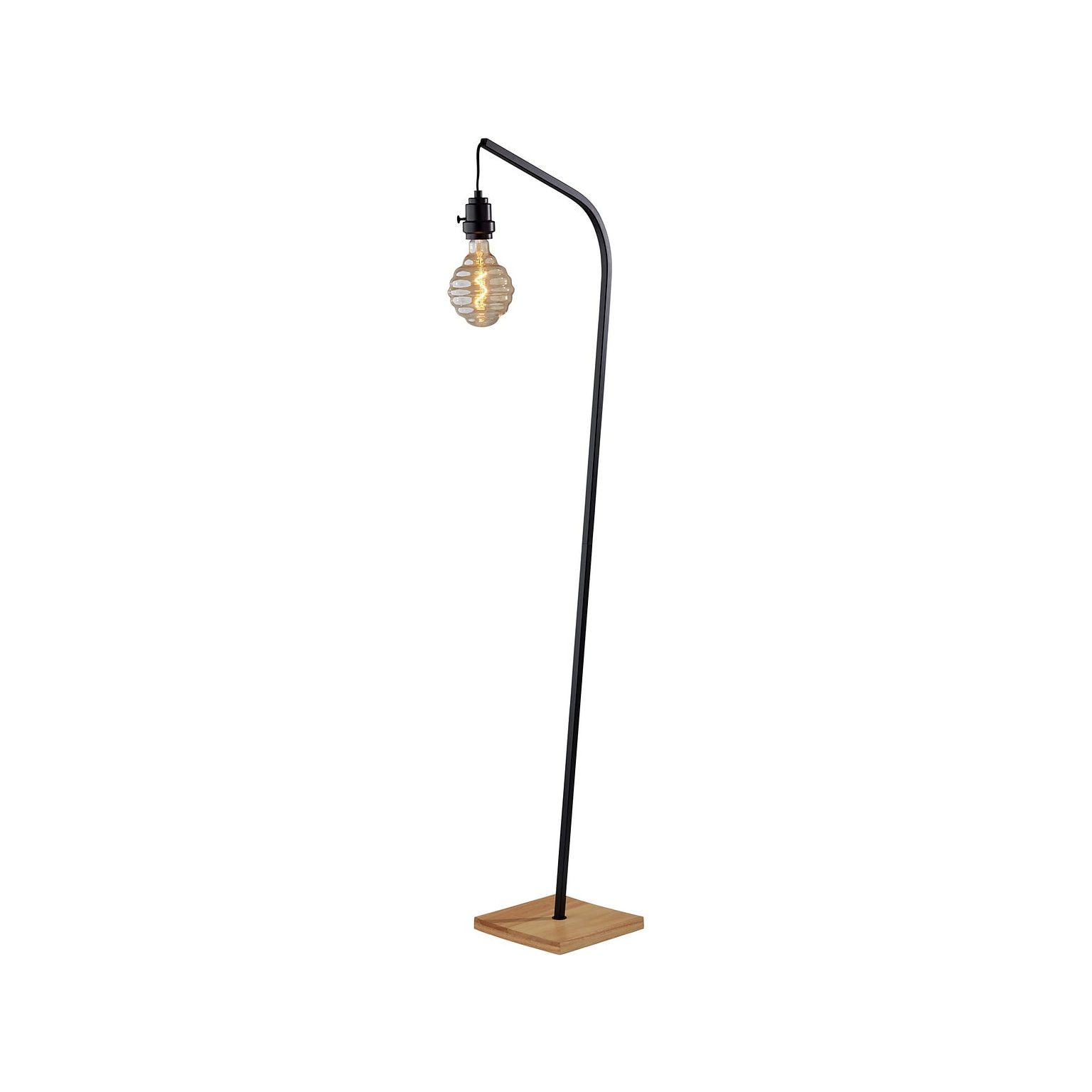 Adesso Wren 60.75 Matte Black/Natural Wood Floor Lamp w/o Shade (3847-01)