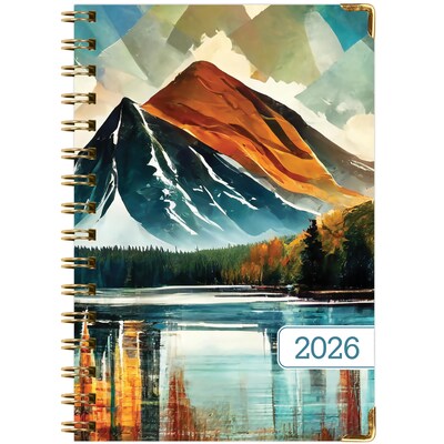 2026 Global Printed Products 5.5" x 8" Weekly & Monthly Planner, Paperboard Cover, Lake View (FSHN-CY26-58-82)