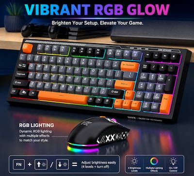 SaharaCase Wired Gaming Keyboard & Mouse Combo, Black/Red (KB30)