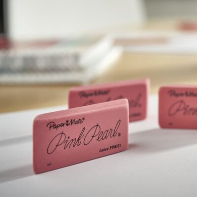 Paper Mate Pink Pearl Block Eraser, Pink, 3/Pack (70501SAN)