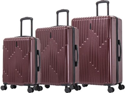 InUSA Drip Polycarbonate/ABS 3-Piece Luggage Set, Wine (IUDRISML-WIN)