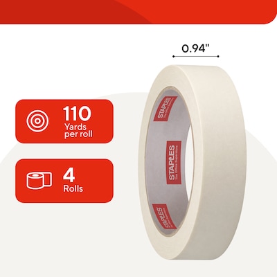 Staples Masking Tape, 0.94” x 60 Yards — 4/Pack