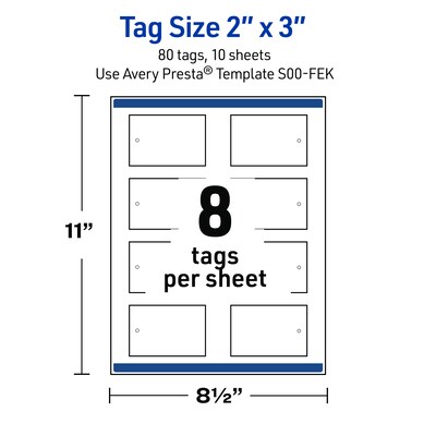 Avery  3" Blank Price & Merchandise Tags, White, 80/Carton (S00-FEK-PRMWT10)