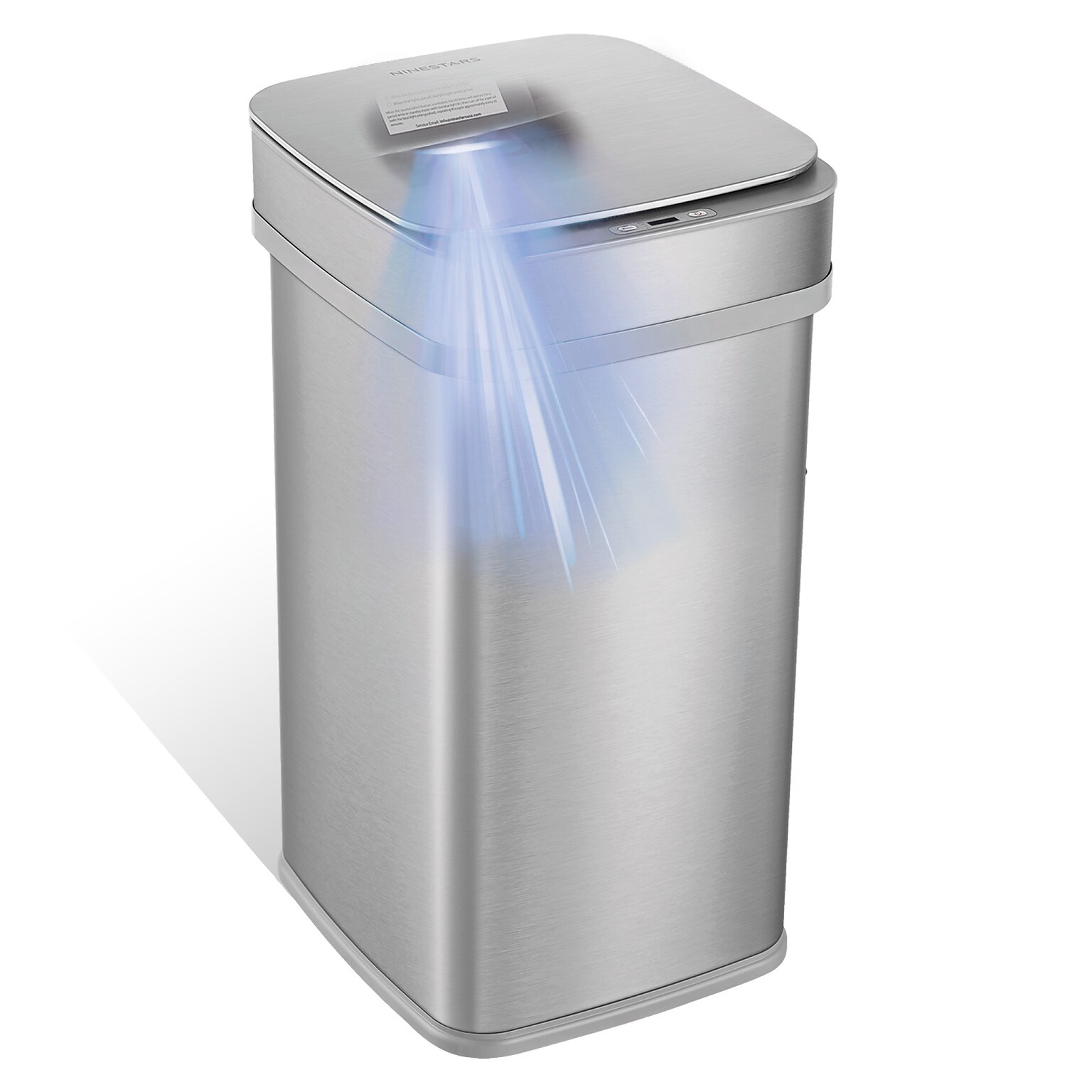 NineStars Stainless Steel Indoor UV Odor Neutralizing Automatic Sensor Trasn Can, 13.2 Gallons, Silver (ONT-50-82SL)