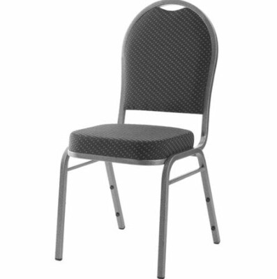 Lorell Round High-Back Upholstered Stack Chair, 4/Carton, Black/Gray (LLR62525)