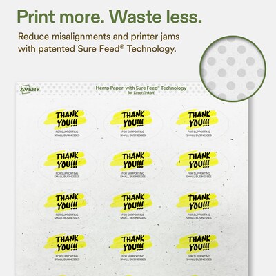 Avery Hemp Oval Laser/Inkjet Multipurpose Labels, 1-1/2" x 2-1/2", Off-White (144/Pack)