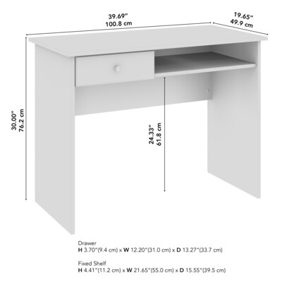 Bush Furniture Cabot 40"W Writing Desk, White (WC31940)