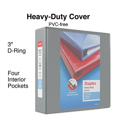 Heavy Duty 3 3 Ring View Binder with D-Rings, Gray (ST56331-CC)
