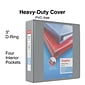 Staples® Heavy Duty 3" 3 Ring View Binder with D-Rings, Gray (ST56331-CC)