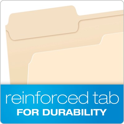 Pendaflex File Folder, 1-Tab, Left Position, Letter Size, Manila, 100/Box (R752 1/3-1)
