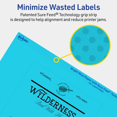 Avery Rectangle Multipurpose Labels, 4" x 5", Bright Blue, 40/Pack (94253)