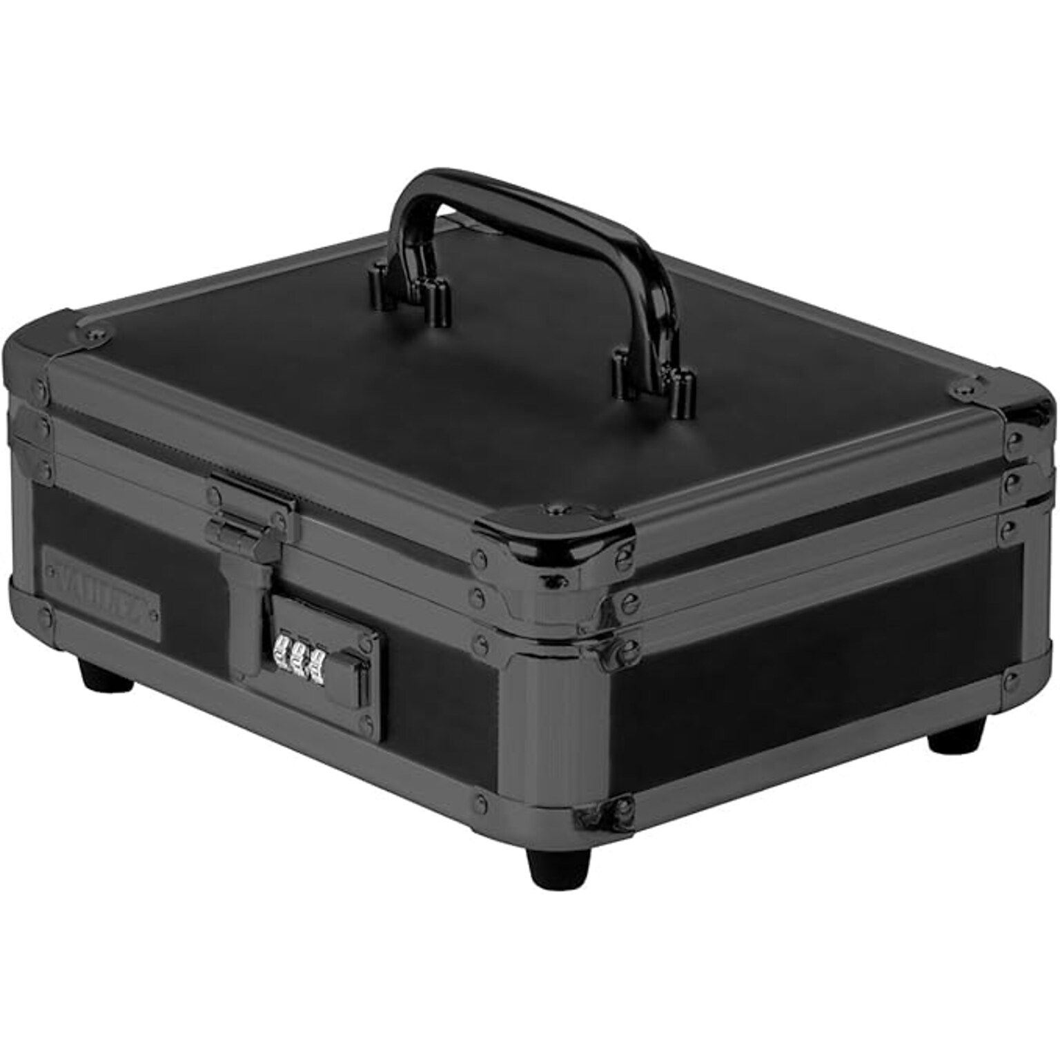 Vaultz Cash Box Stoarge Container w/ Combination Lock, Plastic, Black (VZ00308-CAM)