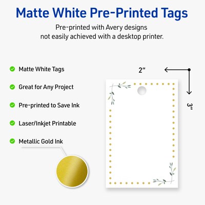 Avery  3 Blank Price & Merchandise Tags, White, 80/Carton (S00-DNB-PRMWT10)