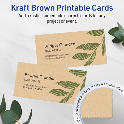 Avery Business Cards, 1-3/4 x 3-1/2 , Matte Kraft Brown, 80/Pack (95285)