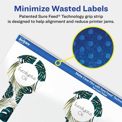 Avery Laser/Inkjet Decorative Edge Multipurpose Labels, 1-1/2" x 4", Clear, 400/Box (94116)