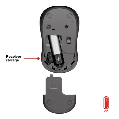 Staples TECH Wireless Ambidextrous Optical USB Mouse, Black (ST62601)