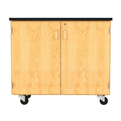 Diversified Woodcrafts 41.5" Mobile Tote Tray Storage Cabinet, Oak (4751K)