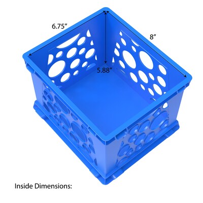 Storex Polystyrene Mini Crate, 9" x 7-3/4" x 6", Blue, 12/Pack (STX61595U12S)
