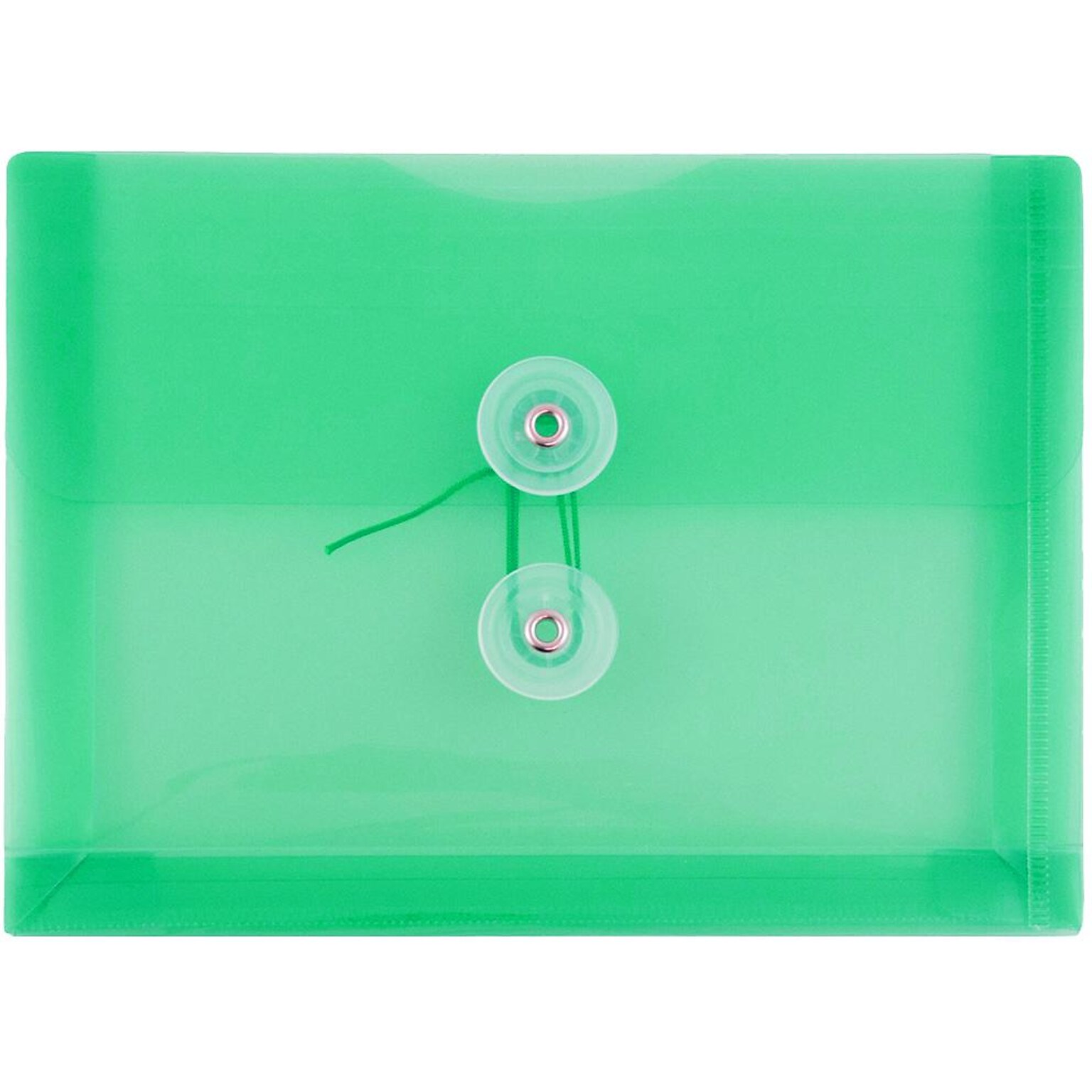 JAM Paper Premium Plastic Filing Envelope with Button & String Closure, Green, 3/Pack (920B1GRX3)