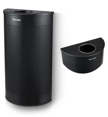 Alpine Industries Stainless Steel Trash Can, 12 Gallon, Black (ALP438-12HR-BLK)