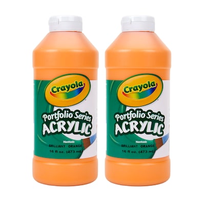 Crayola Portfolio Series Acrylic Paint, Brilliant Orange, 16 oz., 2/Bundle (BIN204016720-2)
