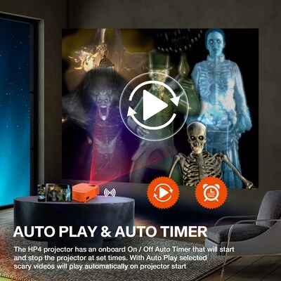 AAXA HP4 Halloween Wireless Portable LCD Home Theater Projector, Orange (HP-400-00)