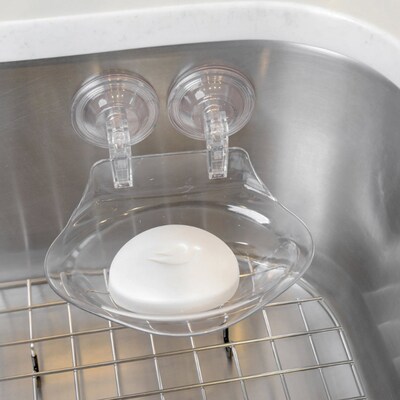 Better Houseware Plastic Suction-Cup Soap Holder, Clear (BTH884)