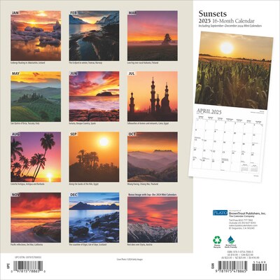 2025 Plato Sunsets 12 x 12 Monthly  Wall Calendar (9781975478865)