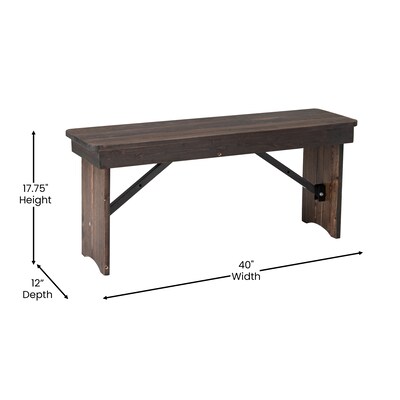 Flash Furniture HERCULES Solid Pine 2-Seat Folding Farm Bench, Mahogany (XAB40X12MG)