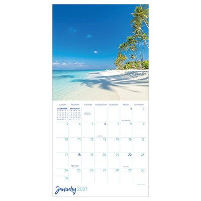 2027 TF Publishing Tropical Beaches 7 x 7 Monthly Wall Calendar, Multicolored (27-2012)