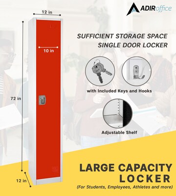 AdirOffice 72'' Single Tier Red Storage Locker (629-201-RED)