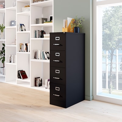 Quill Brand® 4-Drawer Vertical File Cabinet, Locking, Letter, Black, 25"D (25164D)