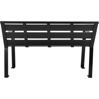 Global Industrial 4' Outdoor Horizontal Steel Slat Park Bench w/ Back, Black (436974BK)