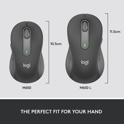 Logitech Signature M650 L for Business Wireless Ergonomic Optical Mouse, Graphite (910-006346)